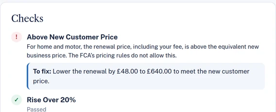 The check on a demo renewal above the new customer price, with the exact amount to lower it by